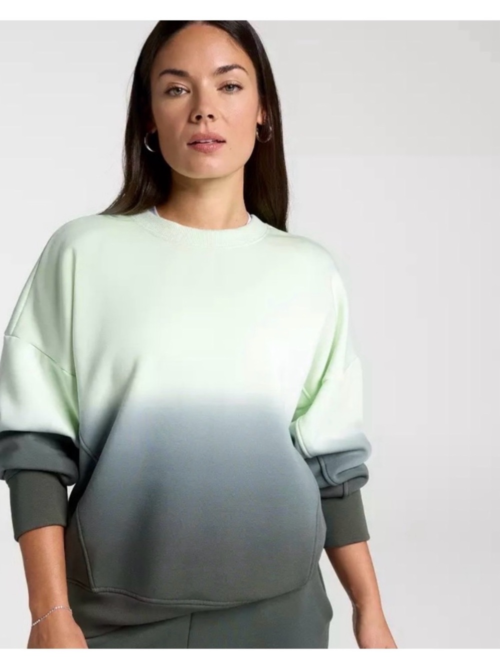CALIA by Carrie Underwood Mint-to-Olive Ombre Crewneck Sweatshirt